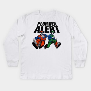 PLUMER ALERT SECOND-WARNING / White variant Kids Long Sleeve T-Shirt